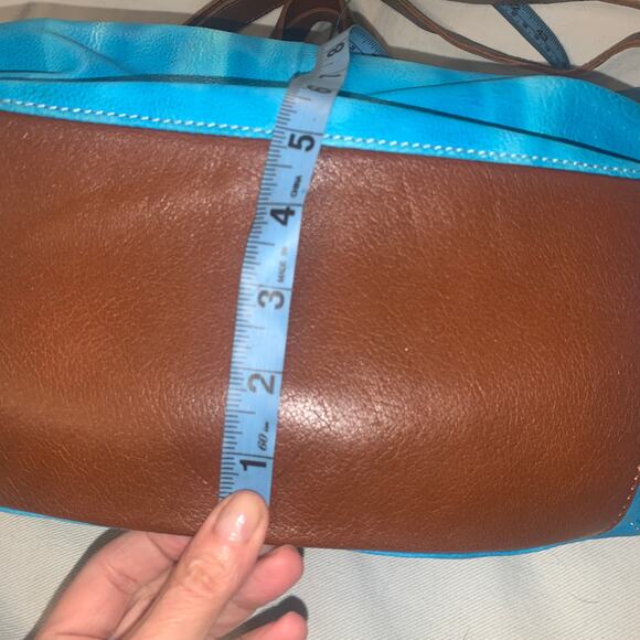 NEW LARGE SOFT TIE DYE LEATHER SHOULDER CROSSBODY BAG TOTE TURQUOISE - Picture 7 of 8